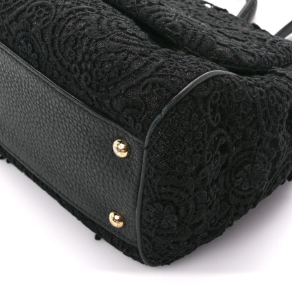 Dolce & Gabbana DOLCE & GABBANA Calfskin Lace Miss Sicily Satchel Black 10 of 14