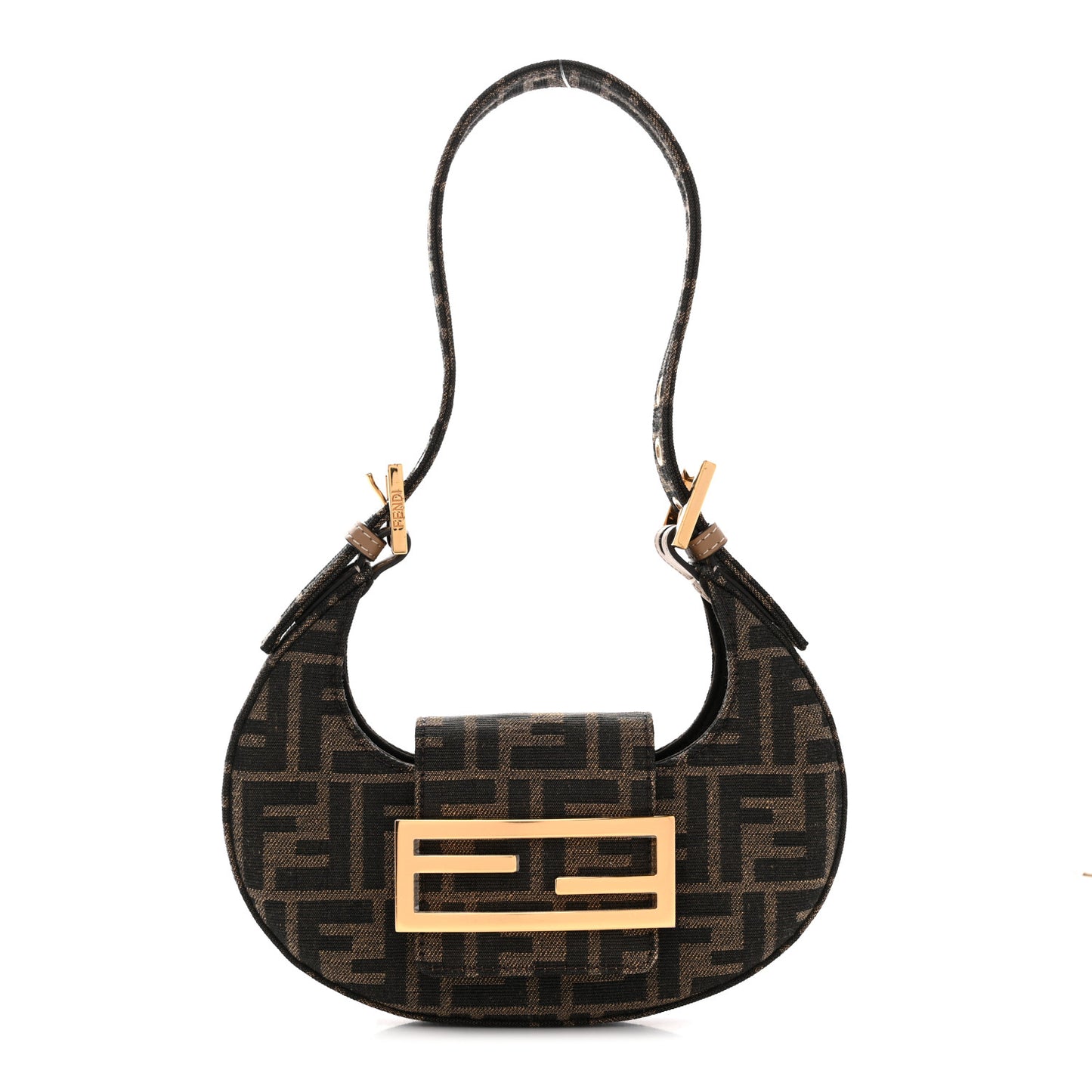 Fabric Jacquard FF 1974 Mini Cookie Hobo Bag Tobacco Moro