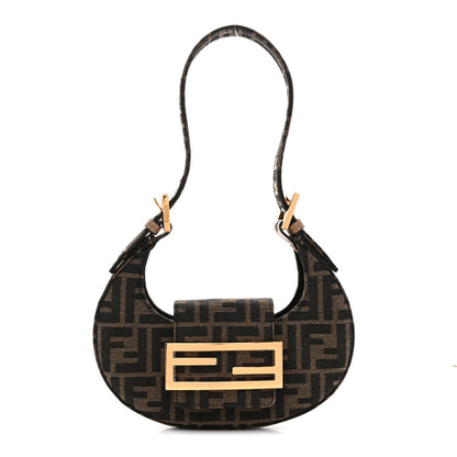 Fendi Fabric Jacquard FF 1974 Mini Cookie Hobo Bag Tobacco Moro 1 of 10