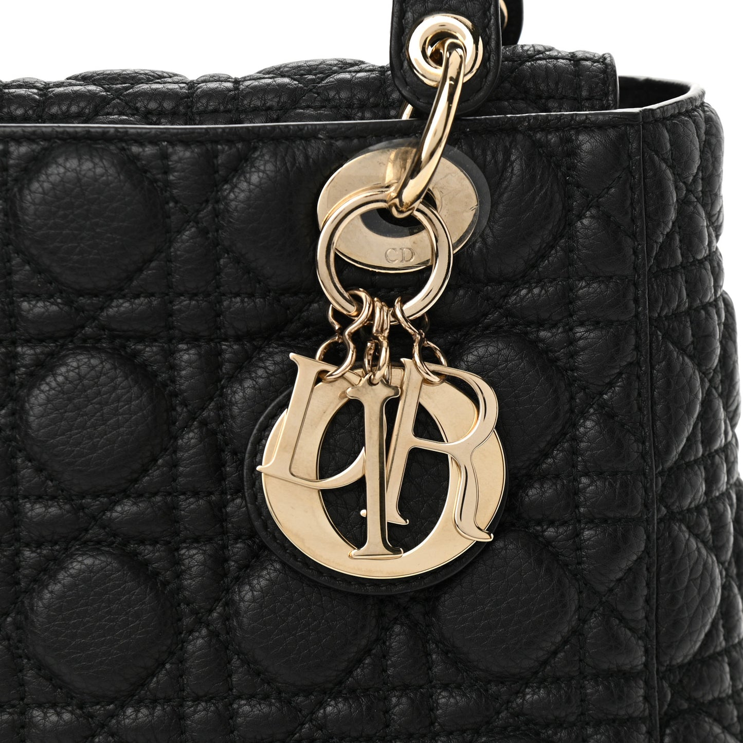 Grained Calfskin Cannage Medium Supple Lady Dior Black