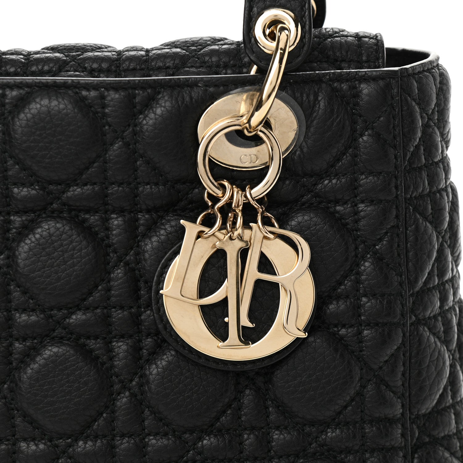 Christian Dior Grained Calfskin Cannage Medium Supple Lady Dior Black 7 of 9