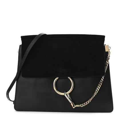 Chloe Suede Calfskin Medium Faye Shoulder Bag Black 1 of 10