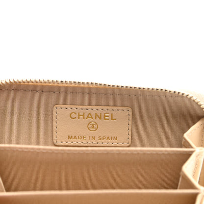 Chanel Lambskin Quilted 19 Zip Around Coin Purse Wallet Beige 6 of 8