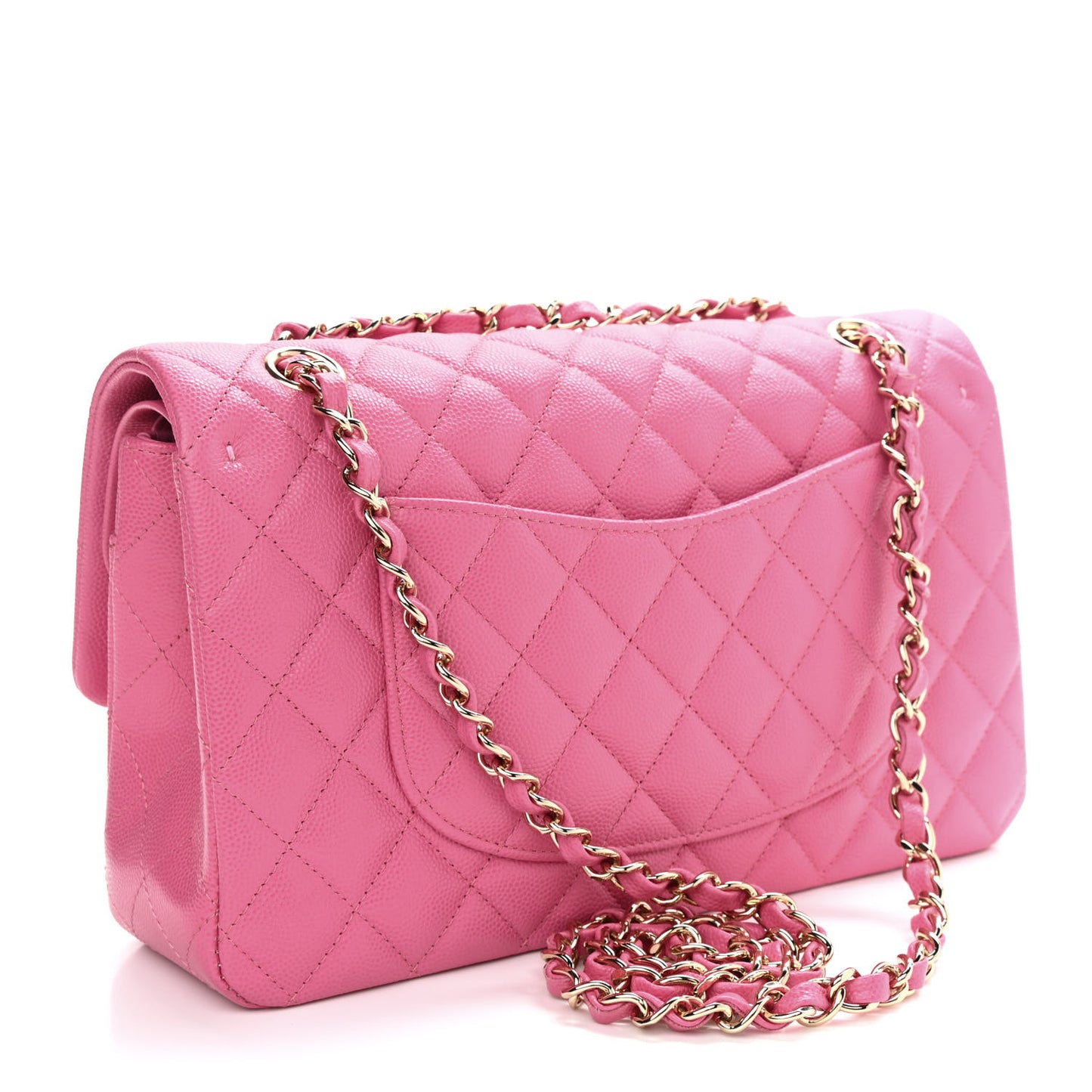 Caviar Quilted Medium Double Flap Pink