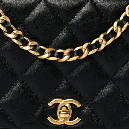 Chanel Calfskin Quilted Coco Mail Clutch With Chain Black 9 of 11