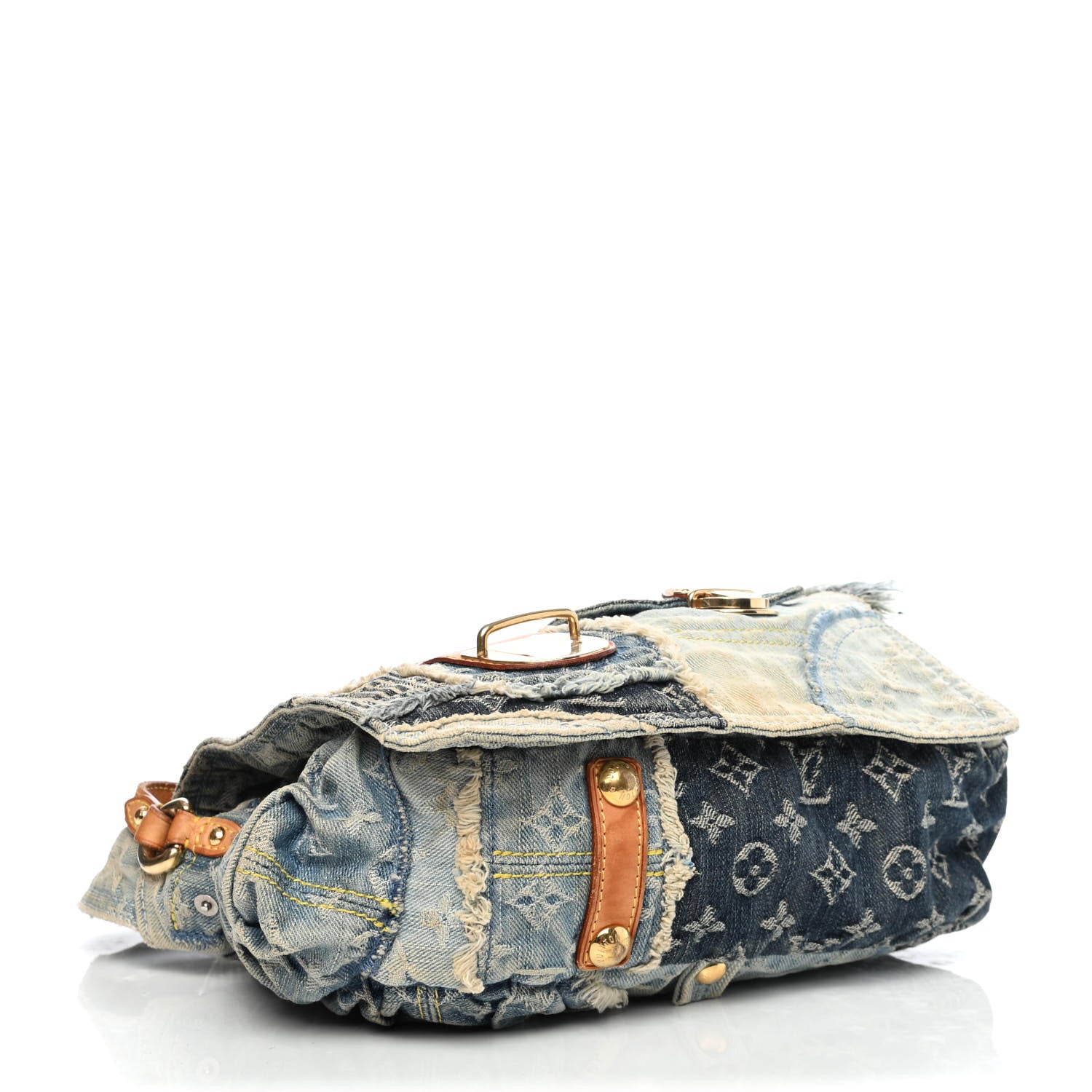 Louis Vuitton Denim Patchwork Posty Messenger Bag Blue 3 of 4