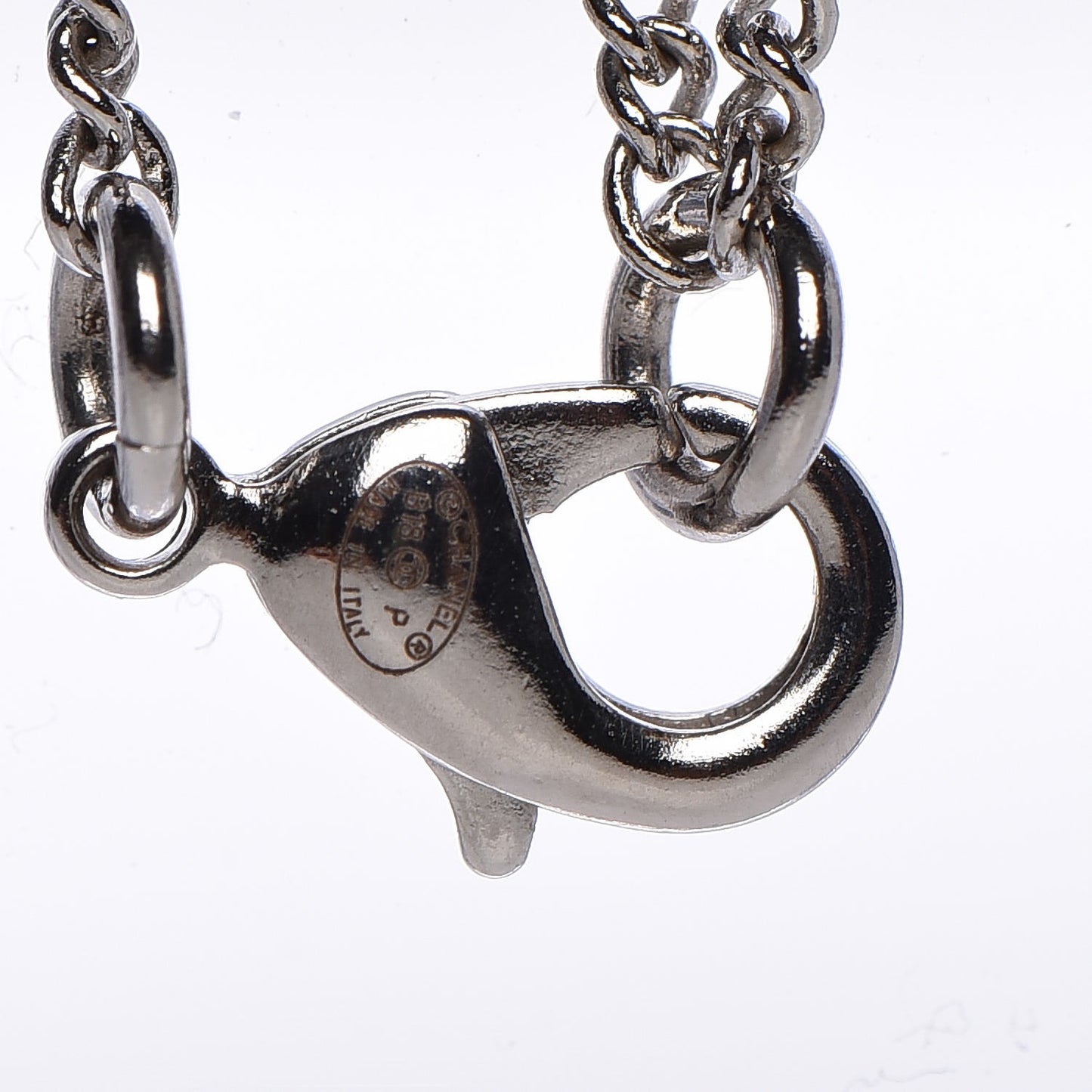 Baguette Crystal Large CC Necklace Silver