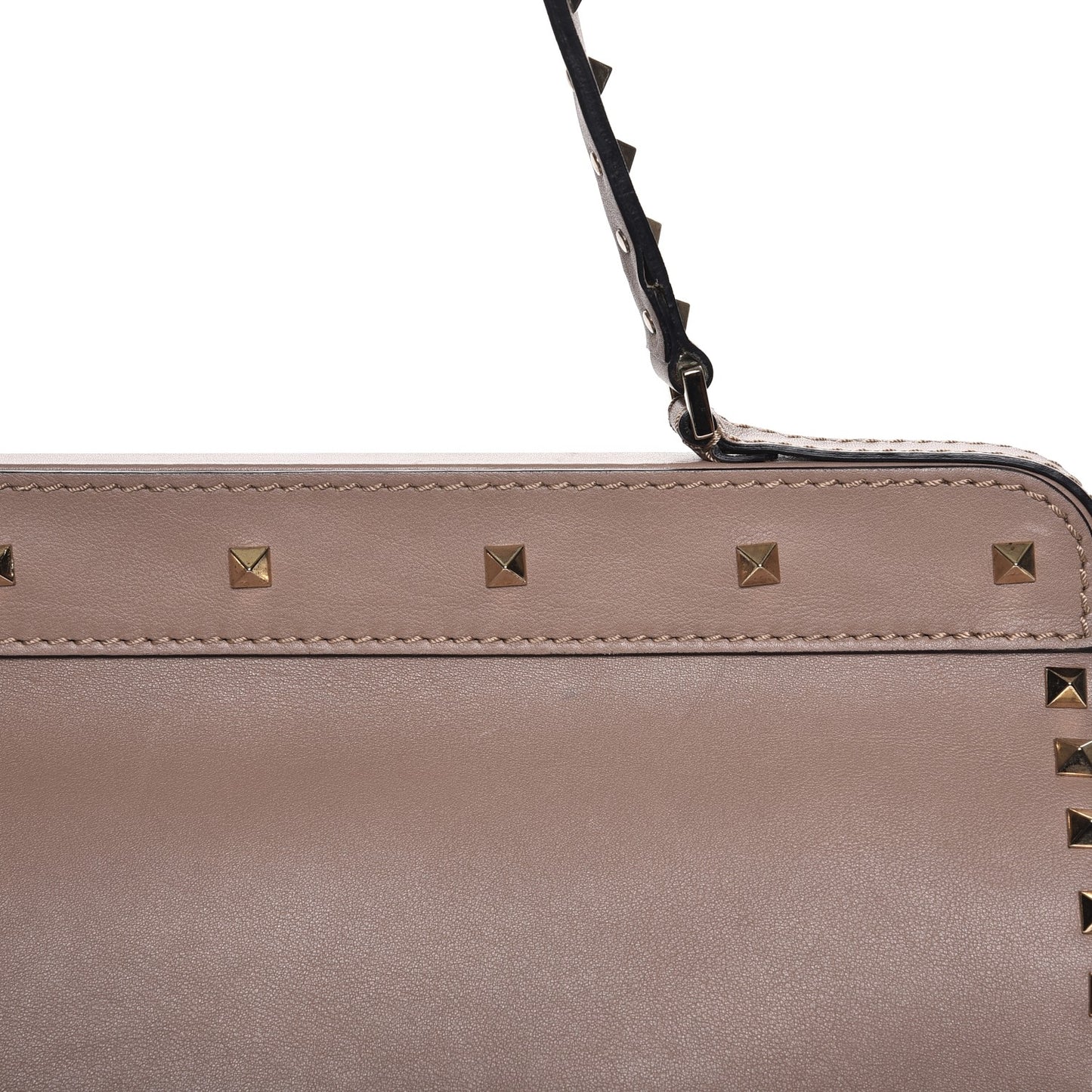 Nappa Rockstud Frame Handle Bag Poudre