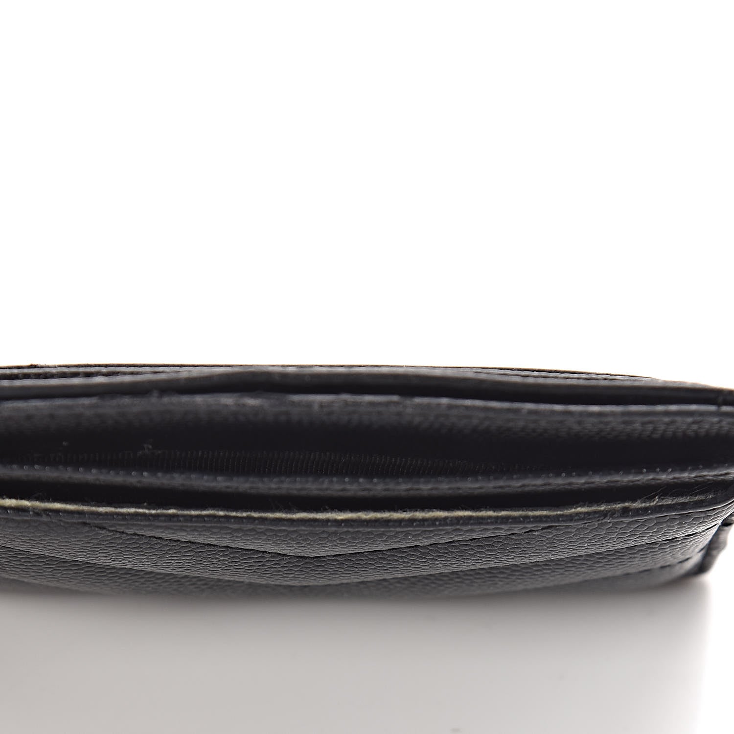 Saint Laurent Grain De Poudre Matelasse Chevron Monogram Credit Card Case Black 8 of 9