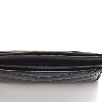 Saint Laurent Grain De Poudre Matelasse Chevron Monogram Credit Card Case Black 8 of 9