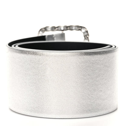 Chanel Metallic Calfskin Metal Chain Wide Belt 75 30 Silver 2 of 5