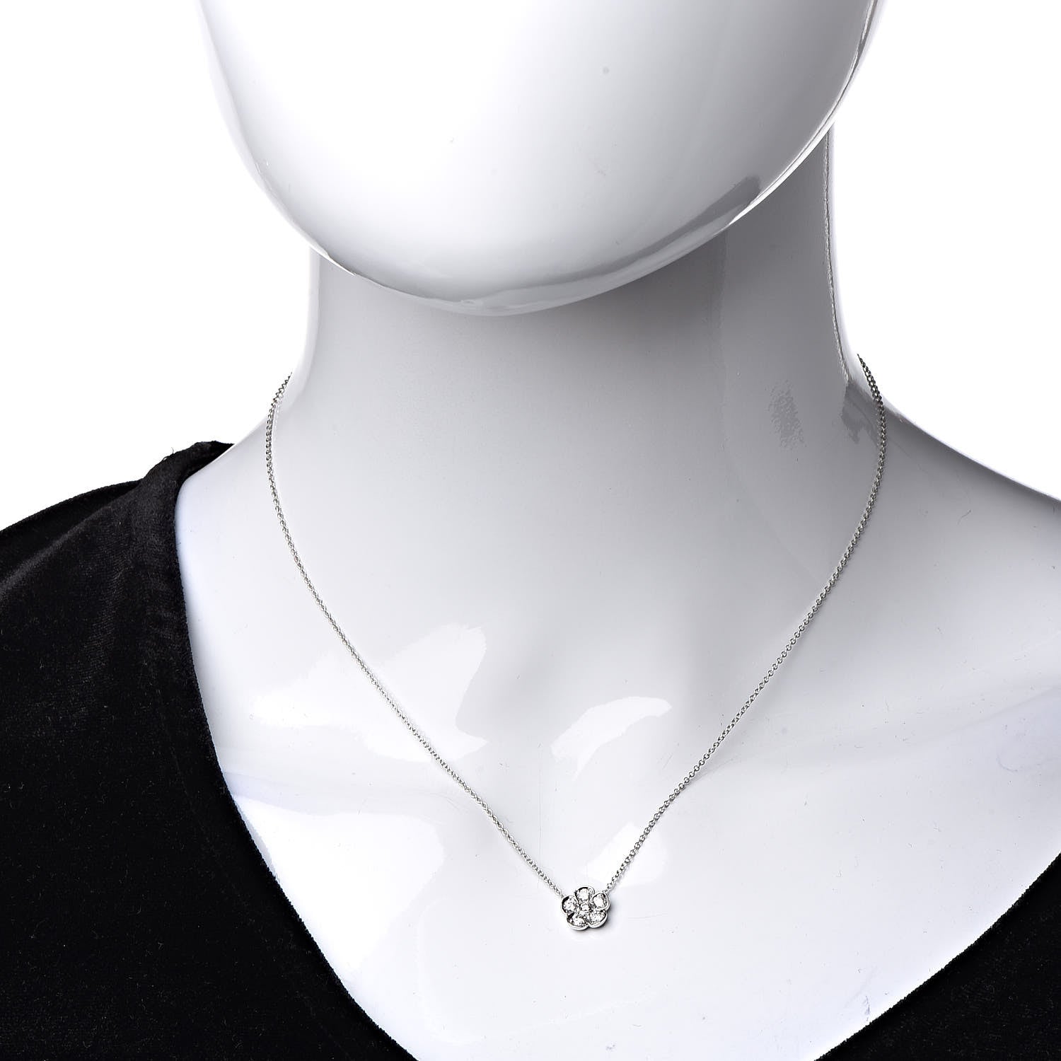 Tiffany Platinum Diamond .28ctw Flower Pendant Necklace 3 of 10