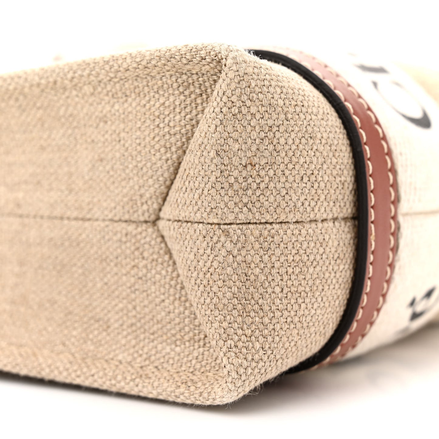 Cotton Calfskin Mini Woody Ribbon Tote White Brown