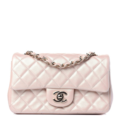 Chanel Iridescent Calfskin Quilted Mini Rectangular Flap Beige 1 of 12