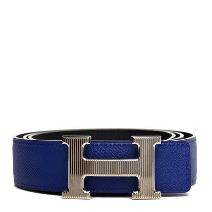 Hermes Epsom Swift 32mm Strie H Belt 95 Bleu Electrique Black 1 of 7