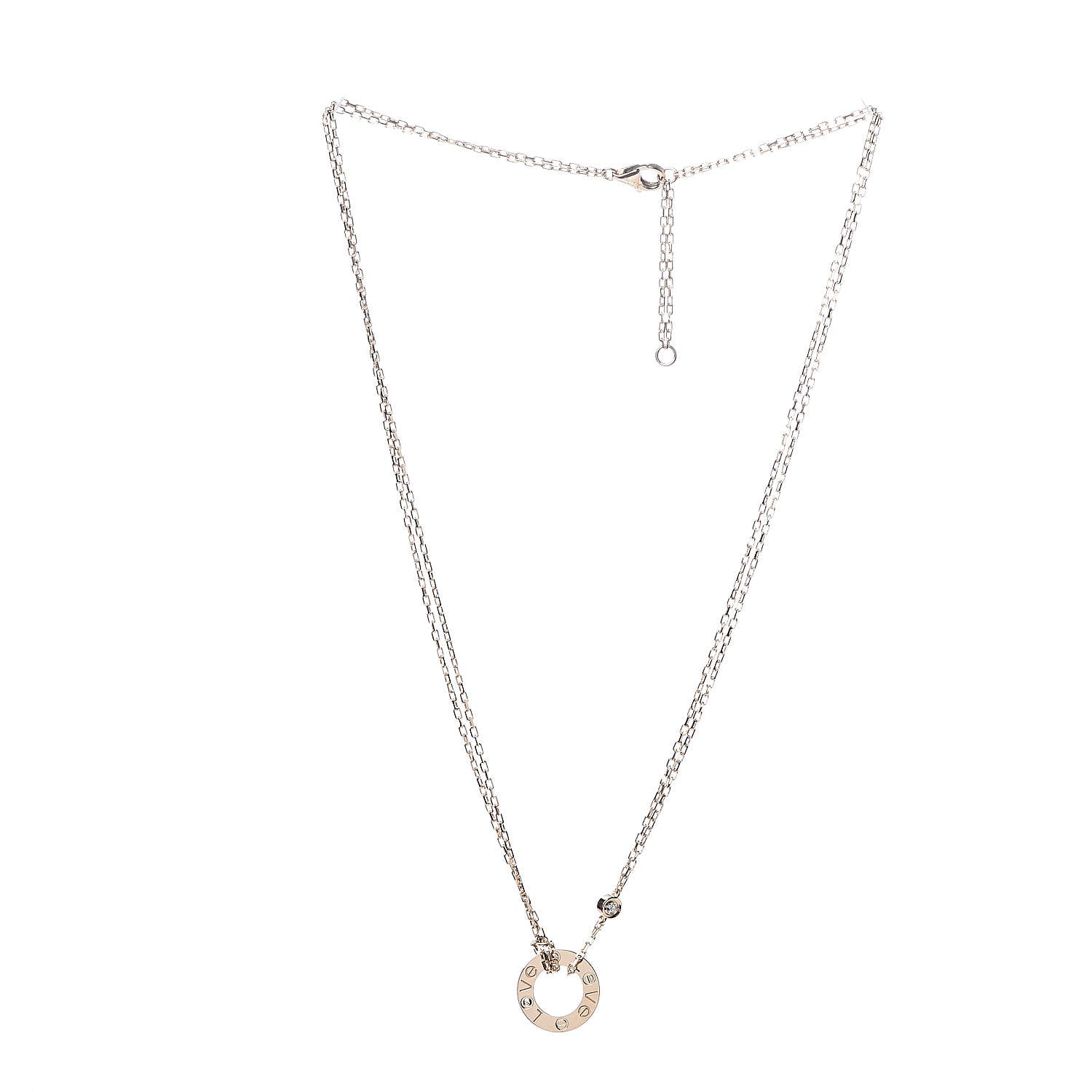Cartier 18K Yellow Gold 2 Diamond LOVE Necklace 3 of 7
