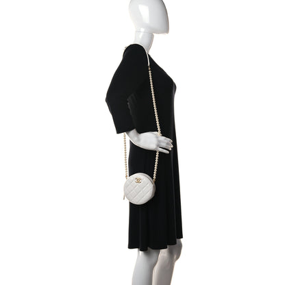 Chanel Calfskin Quilted About Pearls Round Clutch With Chain White 2 of 12