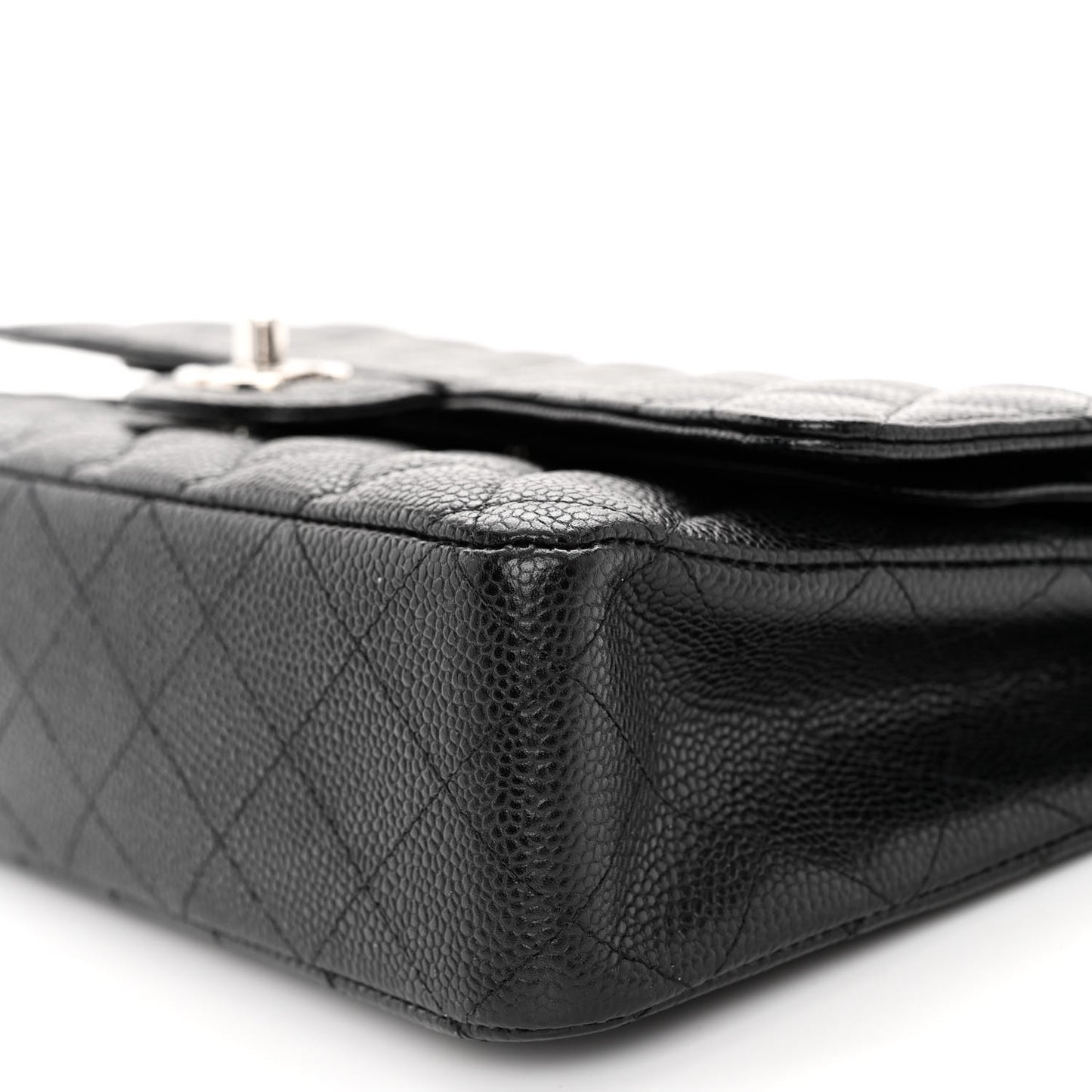 Caviar Quilted Medium Double Flap Black