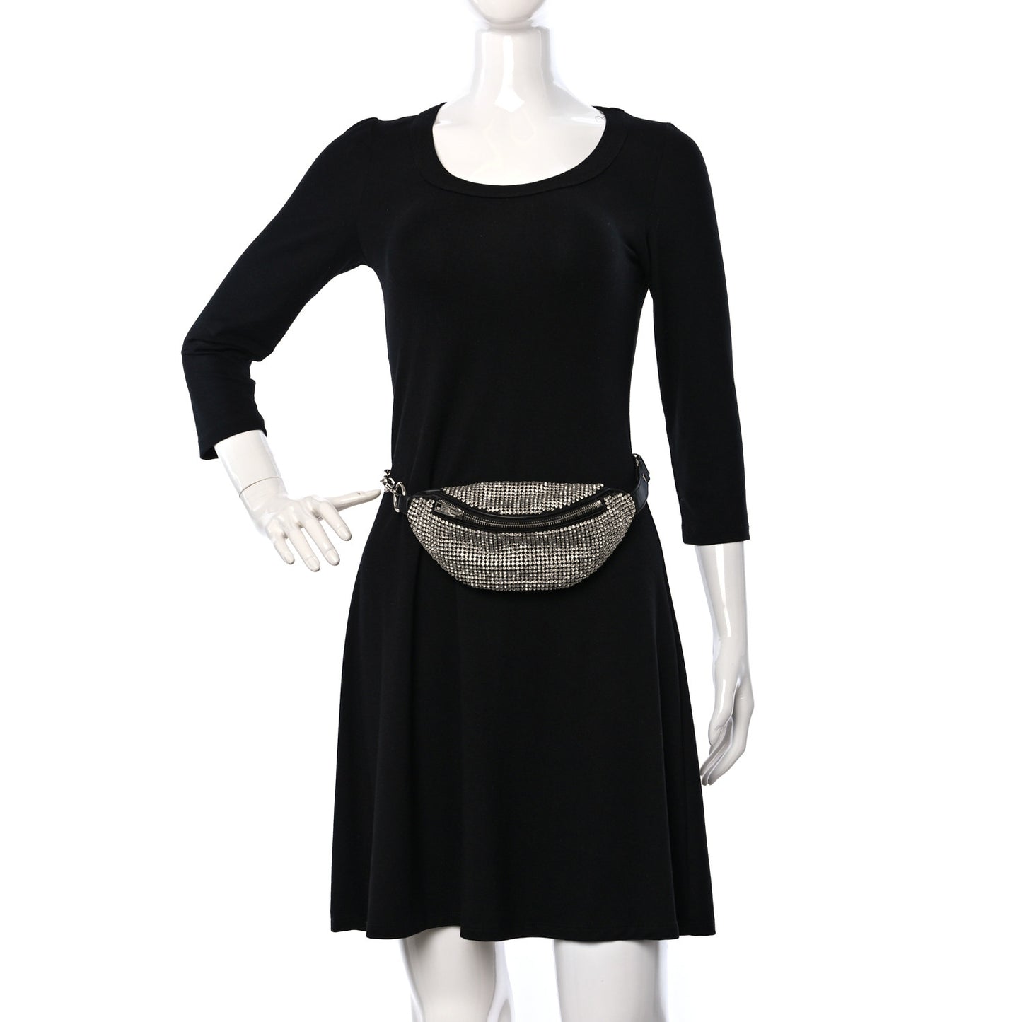 Rhinestone Mesh Mini Attica Belt Bag Black