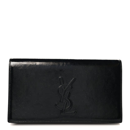 Saint Laurent Textured Patent Monogram Large Belle De Jour Clutch Black 1 of 9