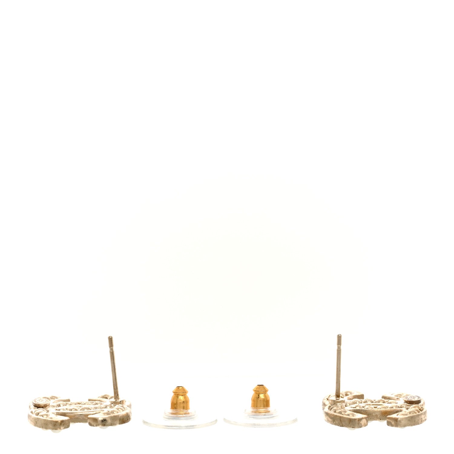 Chanel Pearl CC Earrings Light Gold 4 of 4
