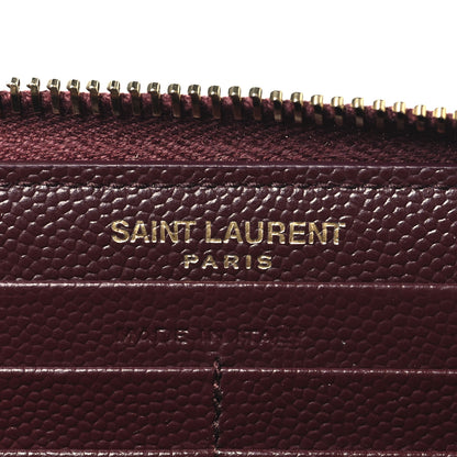 Saint Laurent Grain De Poudre Matelasse Chevron Monogram Zip Around Wallet Rouge Legion 6 of 7