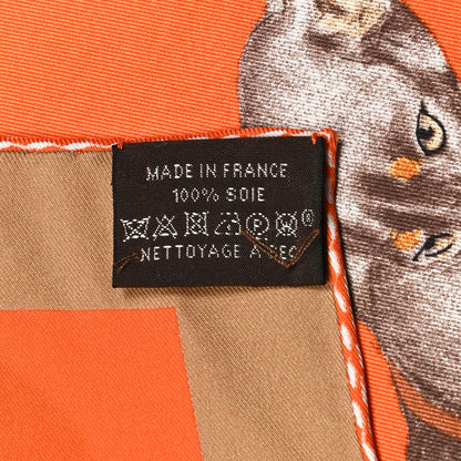 Hermes Silk Les Bassets Scarf 70 Orange Sepia Tabac 4 of 4
