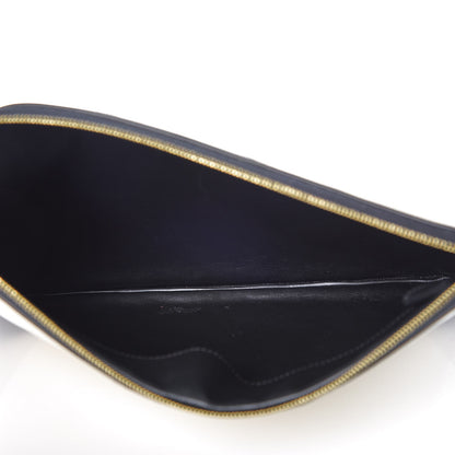 Celine Lambskin Bi-Color Coeur iPad Clutch White Black 5 of 7