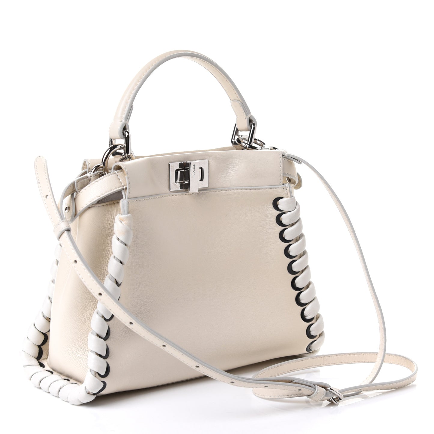 Nappa Lace Up Mini Peekaboo Iconic Satchel Bianco Carta