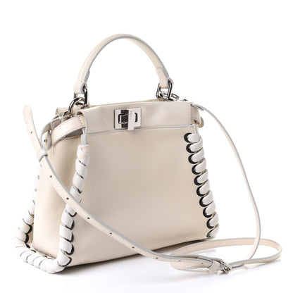Fendi Nappa Lace Up Mini Peekaboo Iconic Satchel Bianco Carta 2 of 4