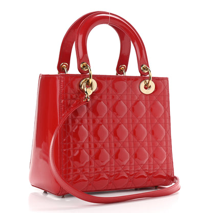 Christian Dior Patent Cannage Medium Lady Dior Red 3 of 11