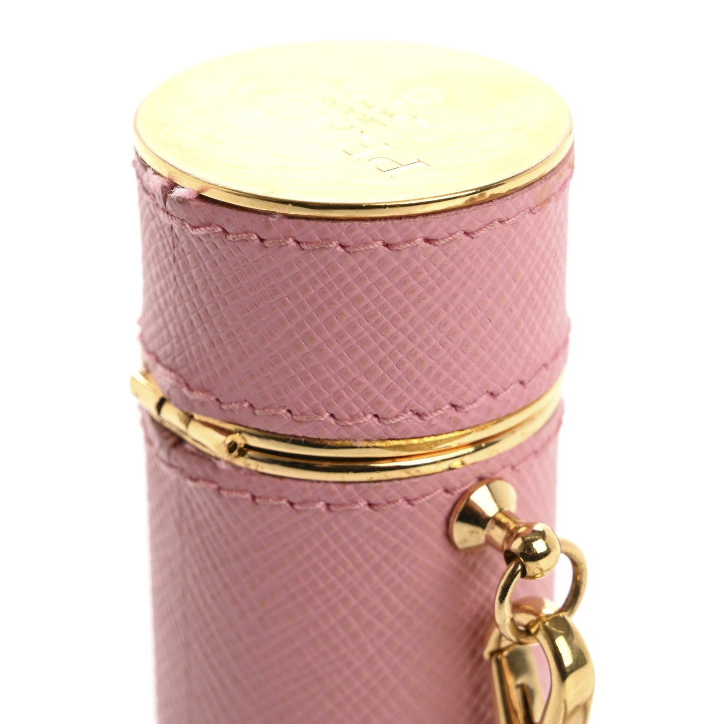 Saffiano Logo Plaque Lipstick Case Petalo
