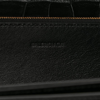 Balenciaga Extra Supple Calfskin Crocodile Embossed Medium Gossip Bag Black 6 of 8