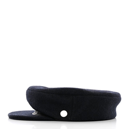 Hermes Broadcloth Newton Calfskin Dani Cap 56 Marine Black 6 of 8
