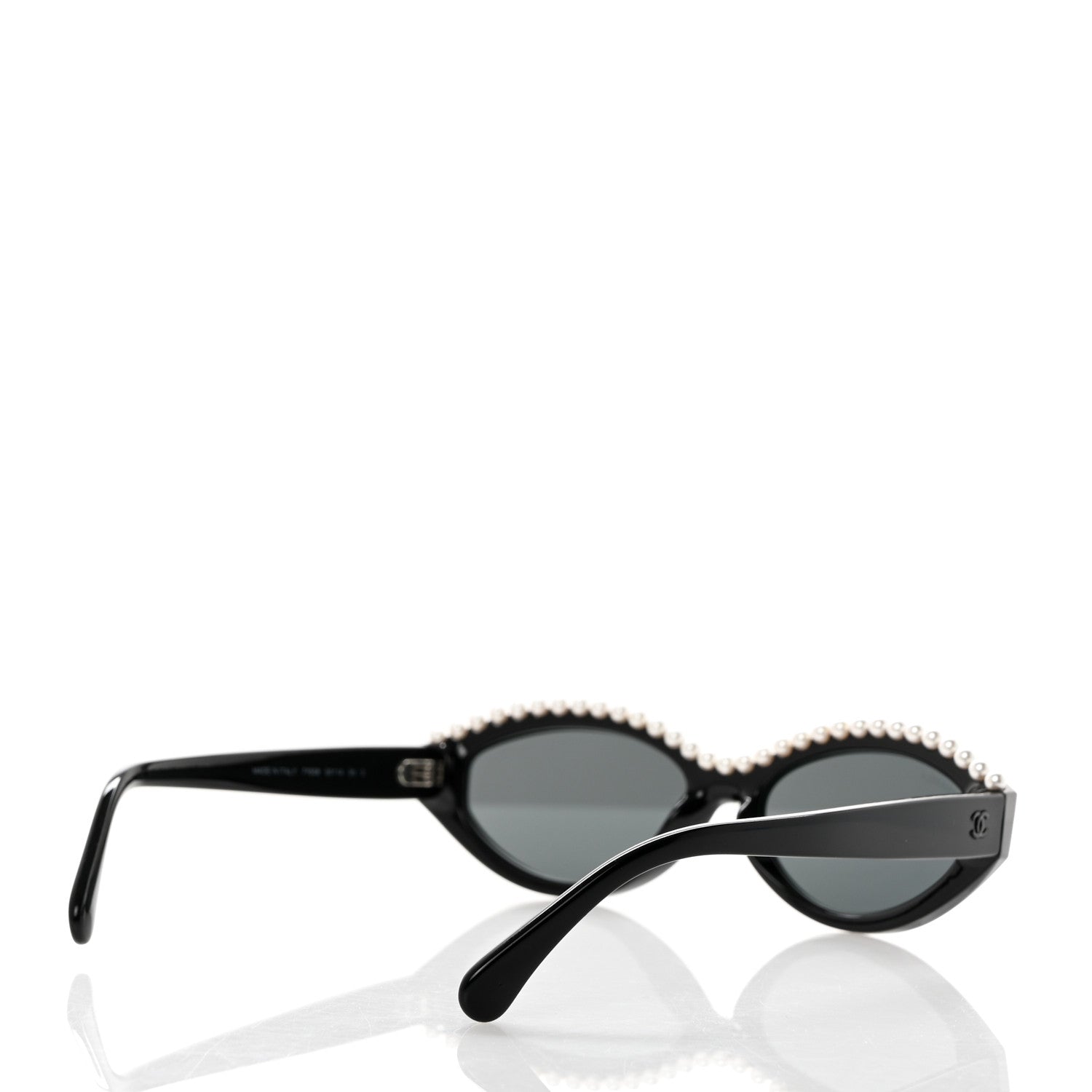 Chanel Acetate Pearl Oval Sunglasses S0114 Black 4 of 8