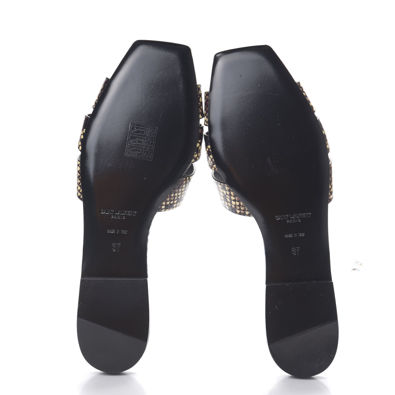 Saint Laurent Snakeskin Tribute 05 Slide Sandals 37.5 Oro 5 of 8