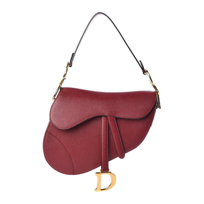 Christian Dior Grained Calfskin Saddle Bag Burgundy 1 of 9