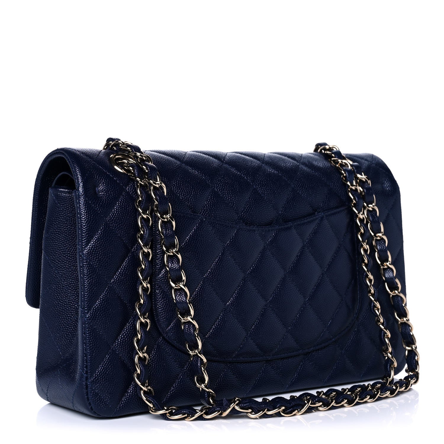 Chanel Caviar Quilted Medium Double Flap Dark Blue 3 of 12
