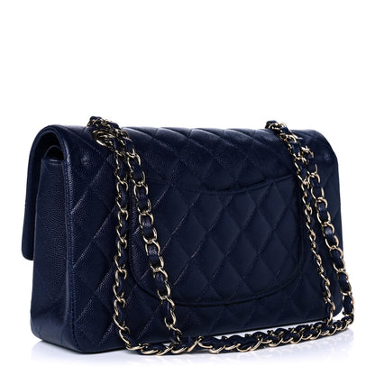Chanel Caviar Quilted Medium Double Flap Dark Blue 3 of 12