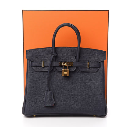Hermes Togo Horseshoe Birkin 25 Bleu Nuit Rose Azalee 33 of 33