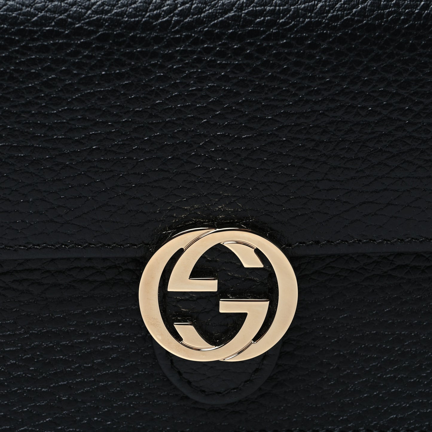Dollar Calfskin Interlocking G Chain Wallet Black
