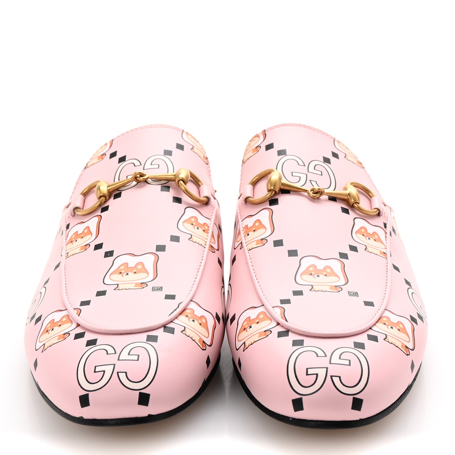 Gucci X PIKARAR Calfskin Monogram Print Womens Princetown Slippers 38.5 Pink Multicolor 3 of 10