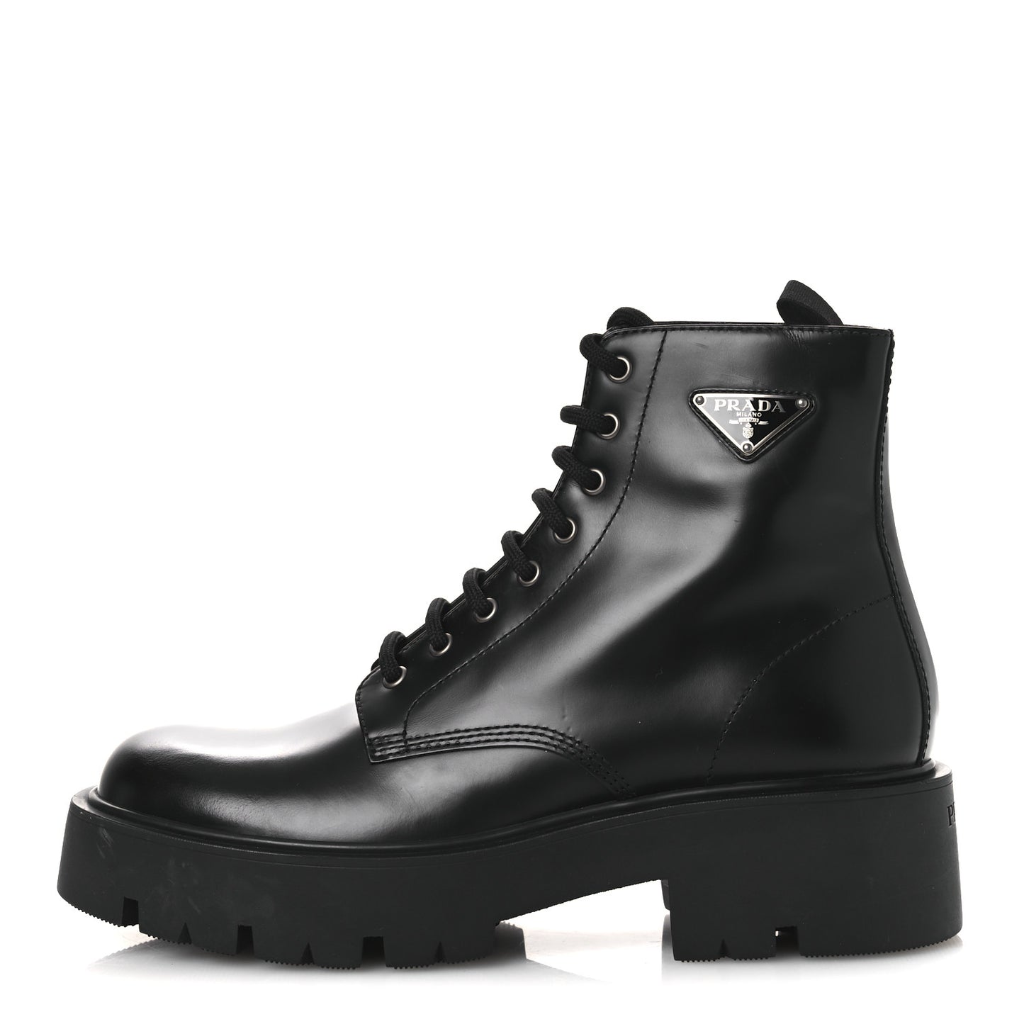 Brushed Calfskin Triangle Mens Lace Up Boots 8.5 Black