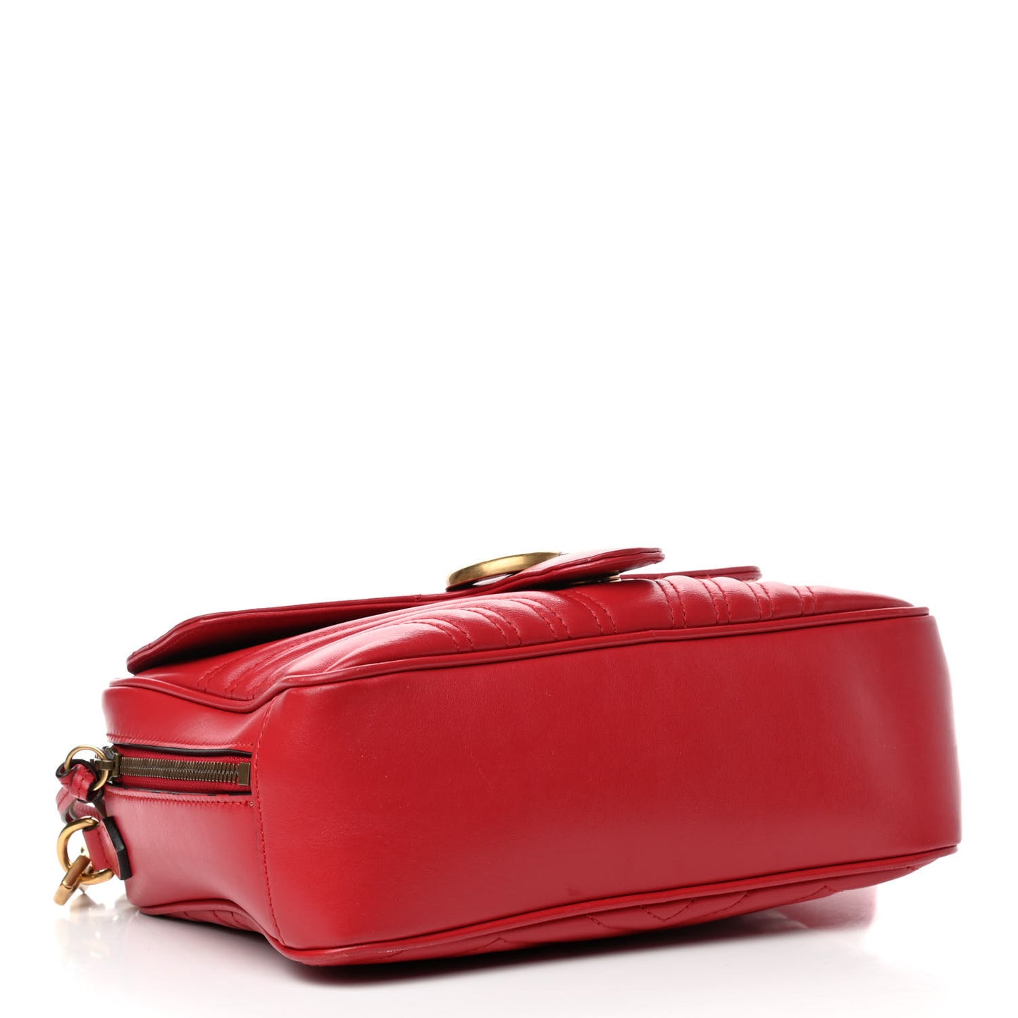 Calfskin Matelasse Sylvie Web Small GG Marmont Top Handle Shoulder Bag Hibiscus Red