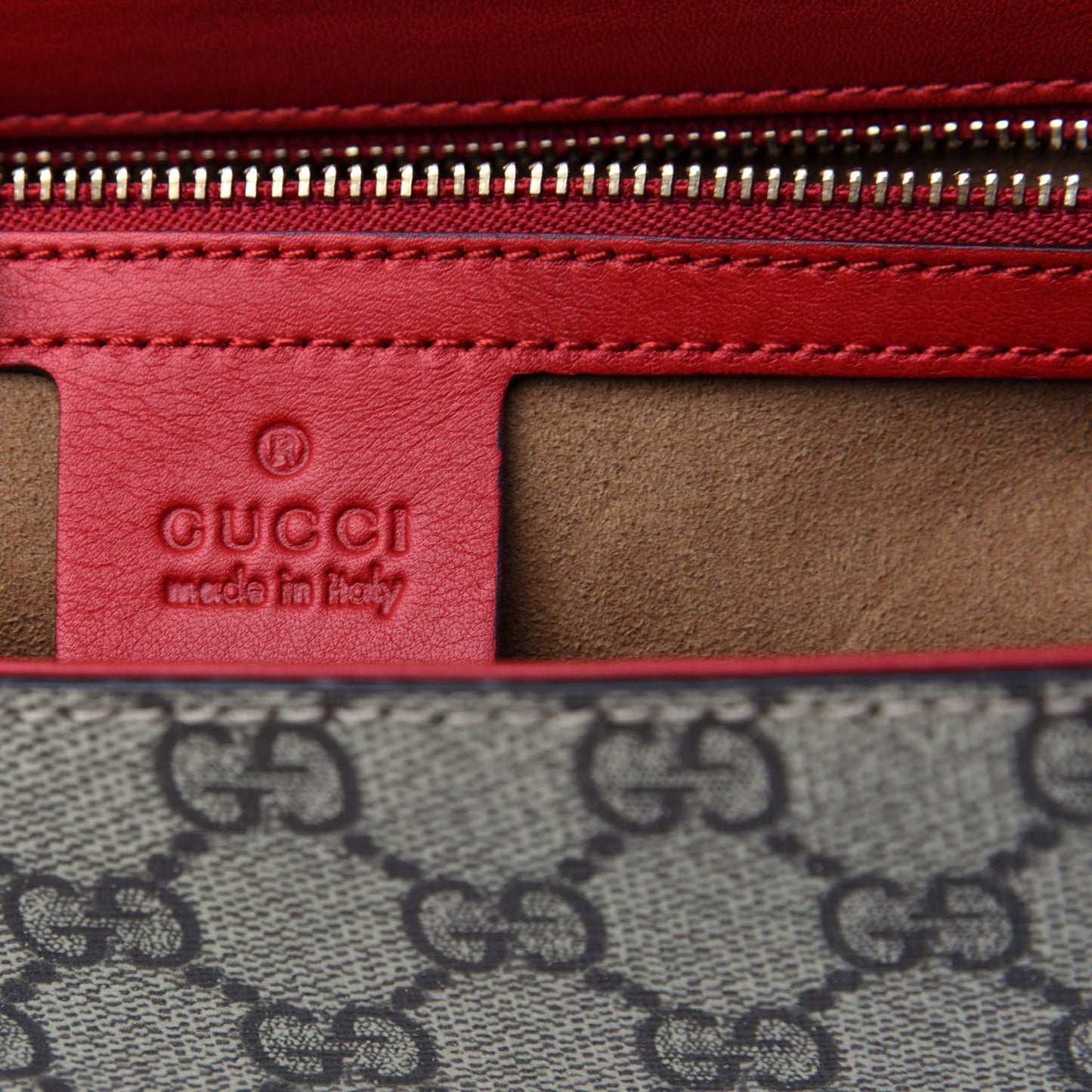 GG Supreme Monogram Calfskin Medium Padlock Shoulder Bag Beige Hibiscus Red New Rosette