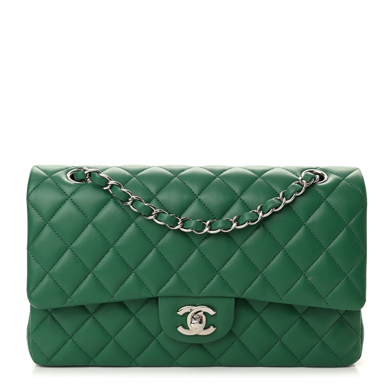 Chanel Lambskin Quilted Medium Double Flap Green 1 of 12