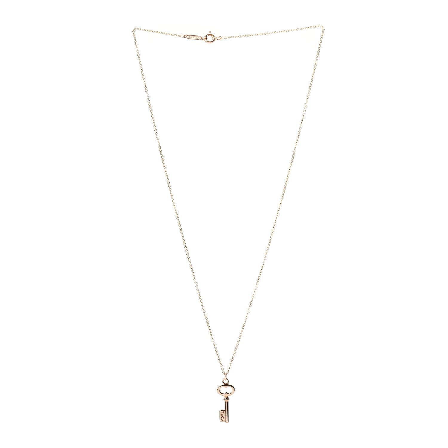 Tiffany 18K Rose Gold Mini Key Pendant Necklace 3 of 4