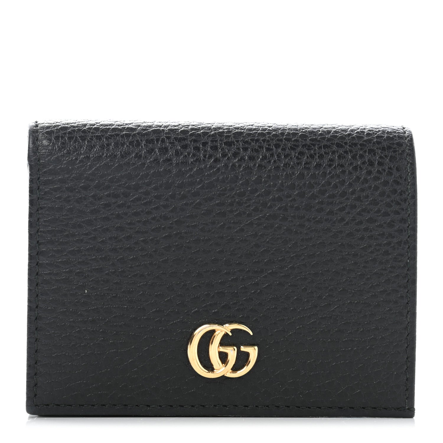 Gucci Pebbled Calfskin GG Marmont Card Case Black 1 of 7