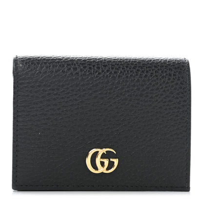Gucci Pebbled Calfskin GG Marmont Card Case Black 1 of 7
