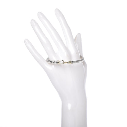 David Yurman Sterling Silver 14K Yellow Gold 5mm Cable Classic Buckle Bracelet 2 of 5